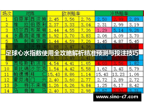 足球心水指数使用全攻略解析精准预测与投注技巧
