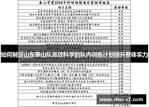 如何制定山东泰山队高效科学的队内训练计划提升整体实力