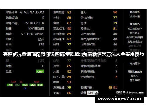 英超赛况查询指南教你快速精准获取比赛最新信息方法大全实用技巧